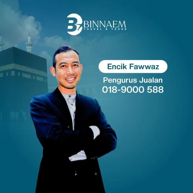 Encik Fawwaz, Pengurus Jualan Binnaem Travel, 018-9000 588